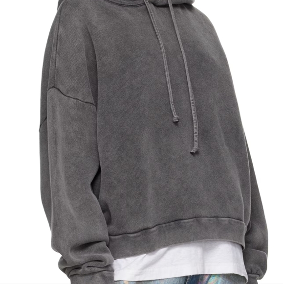 Acne Studios - gray drawstring hoodie cropped - Picture 10 of 11